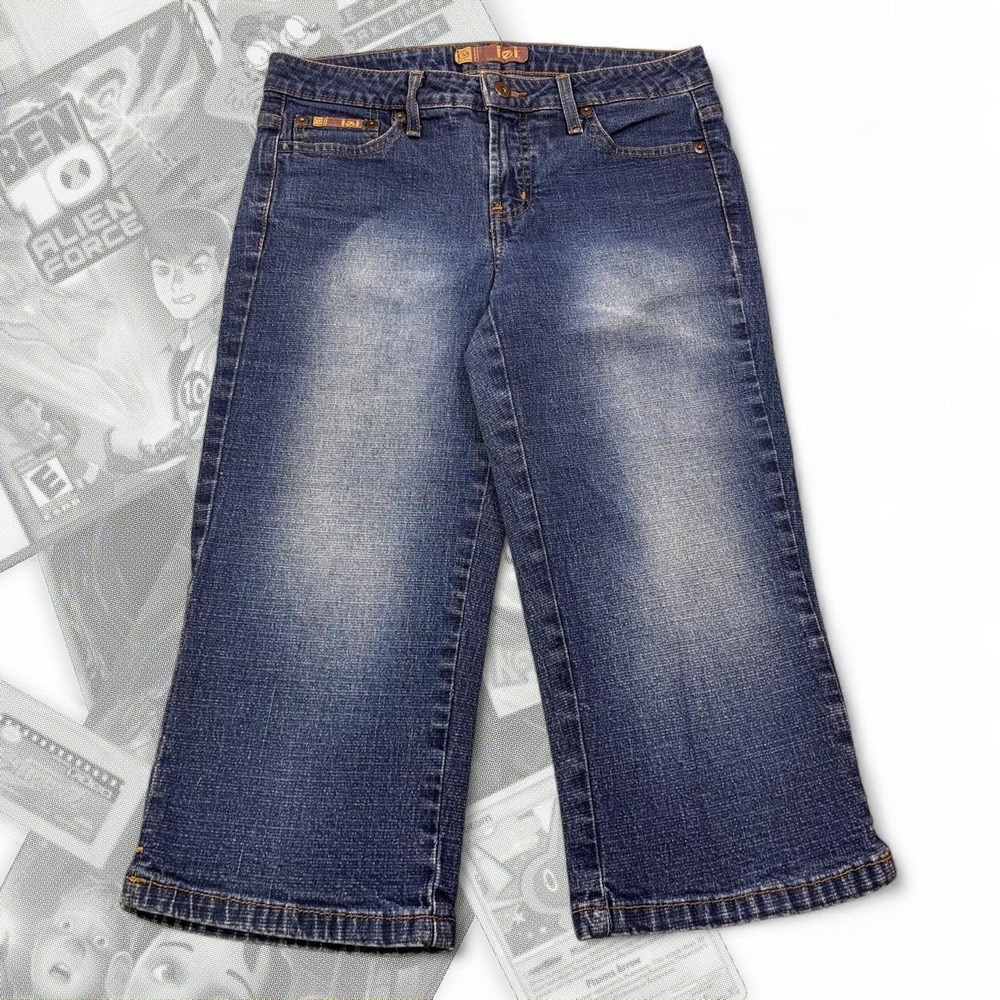 Vintage Y2K Blue Denim LEI Capri Jeans Babydoll Preppy Festival